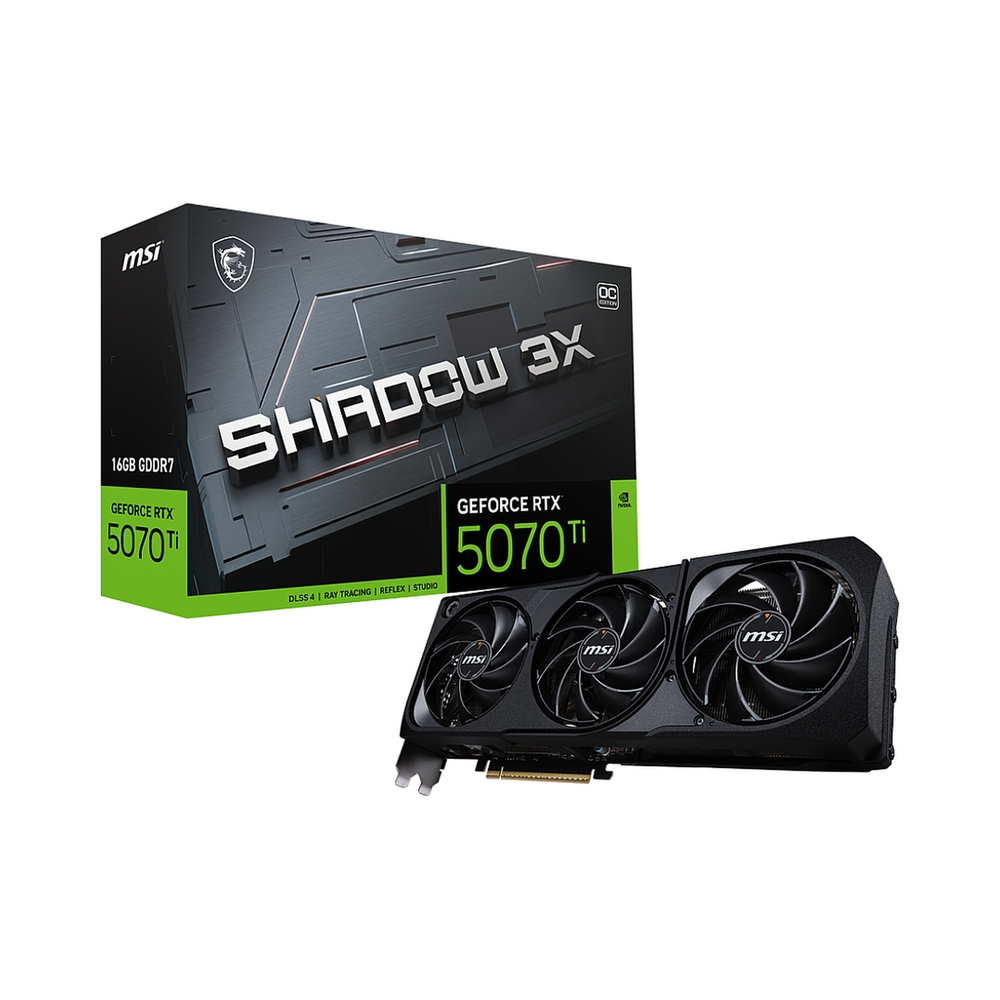 Видеокарта MSI GeForce RTX 5070 Ti SHADOW 3X OC [RTX 5070 Ti 16G SHADOW 3X OC]